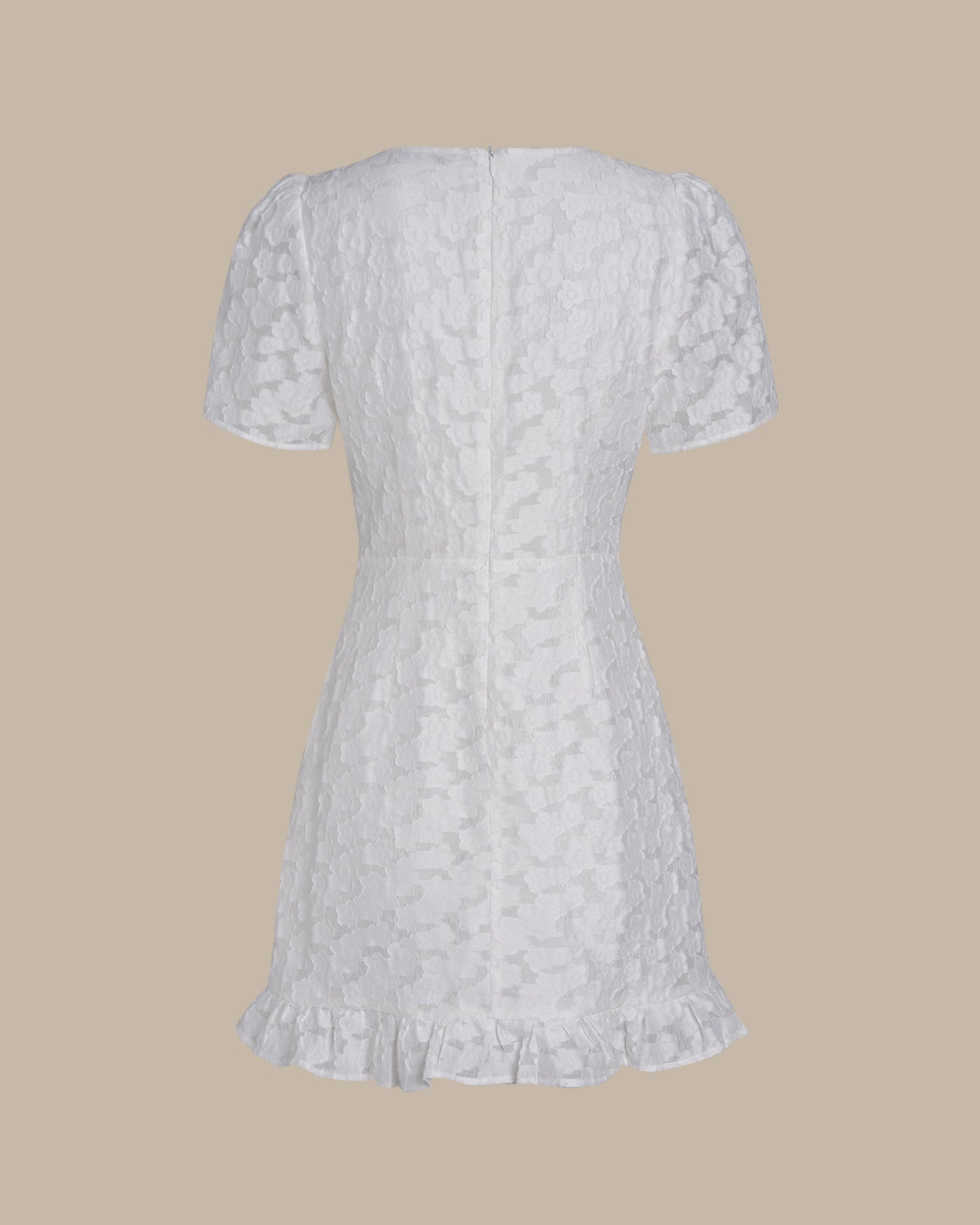 Vestido Mini Jacquard Escote en V — Blanco