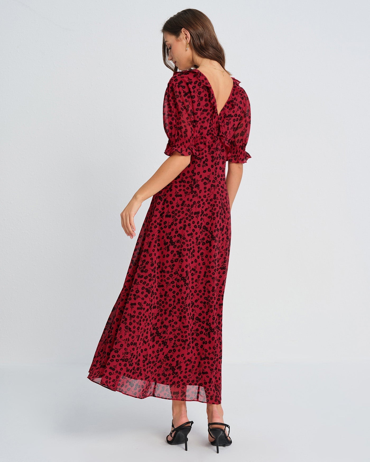 Vestido Maxi Floral — Rojo