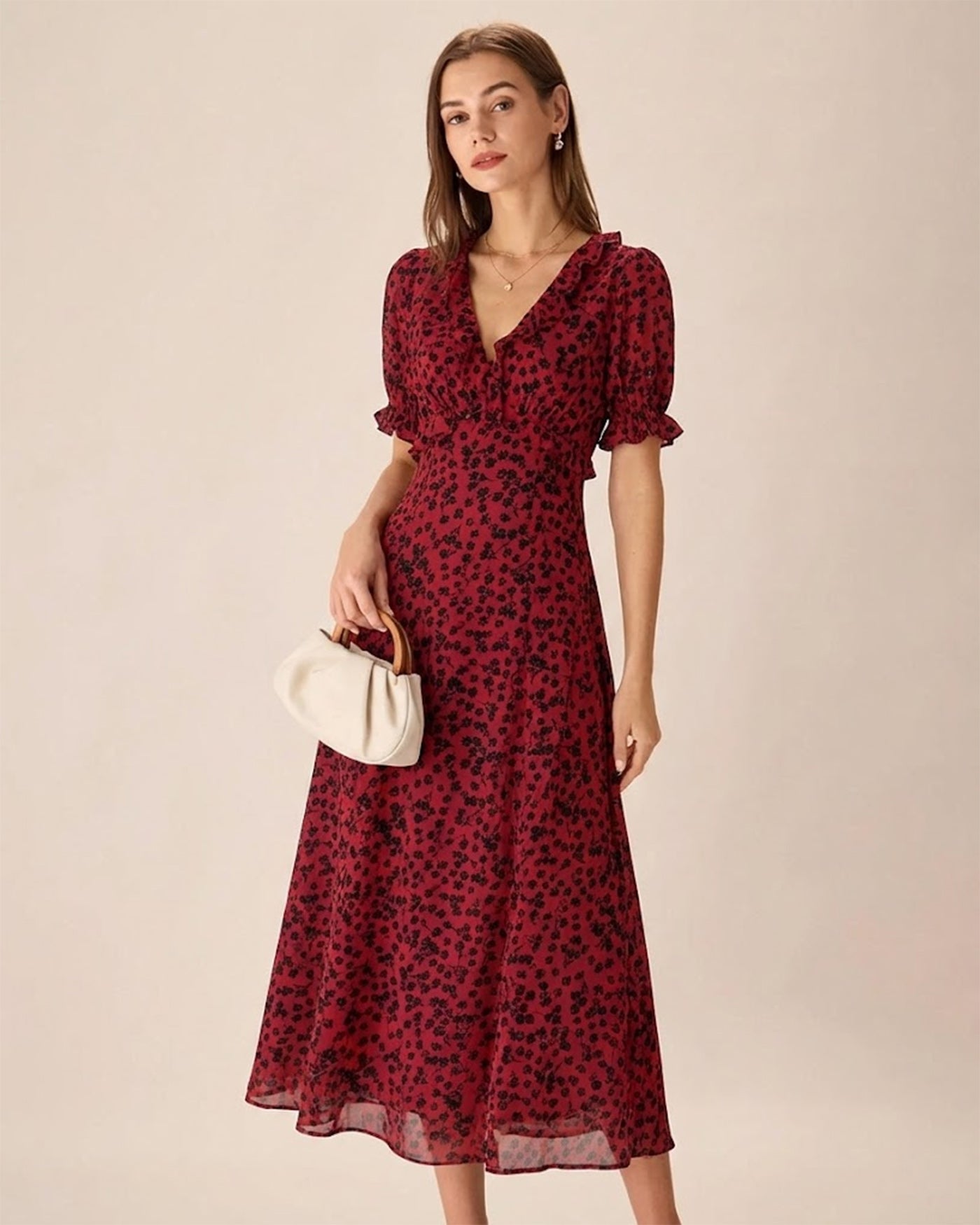 Vestido Maxi Floral — Rojo