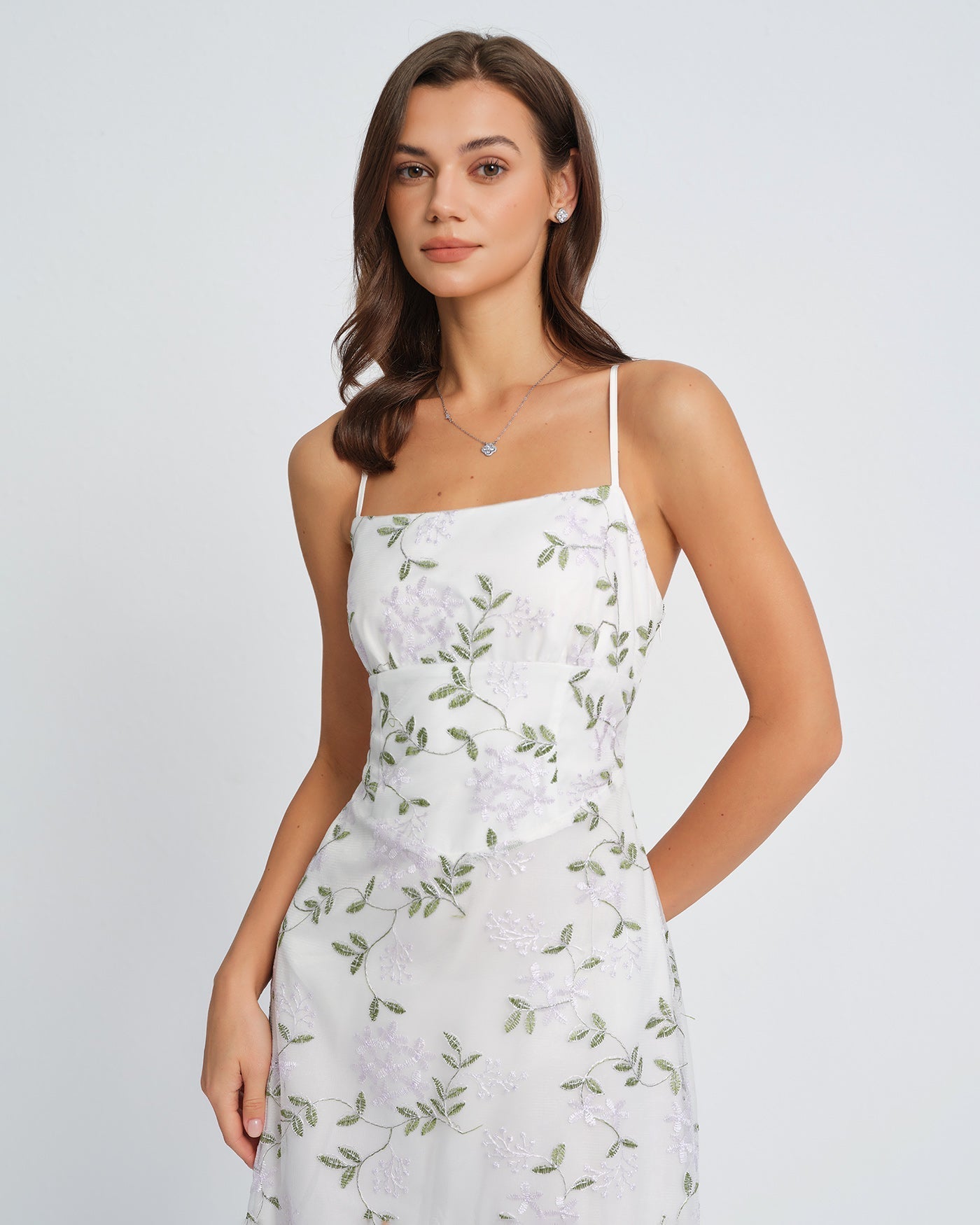 Vestido Maxi Slip Floral — Blanco