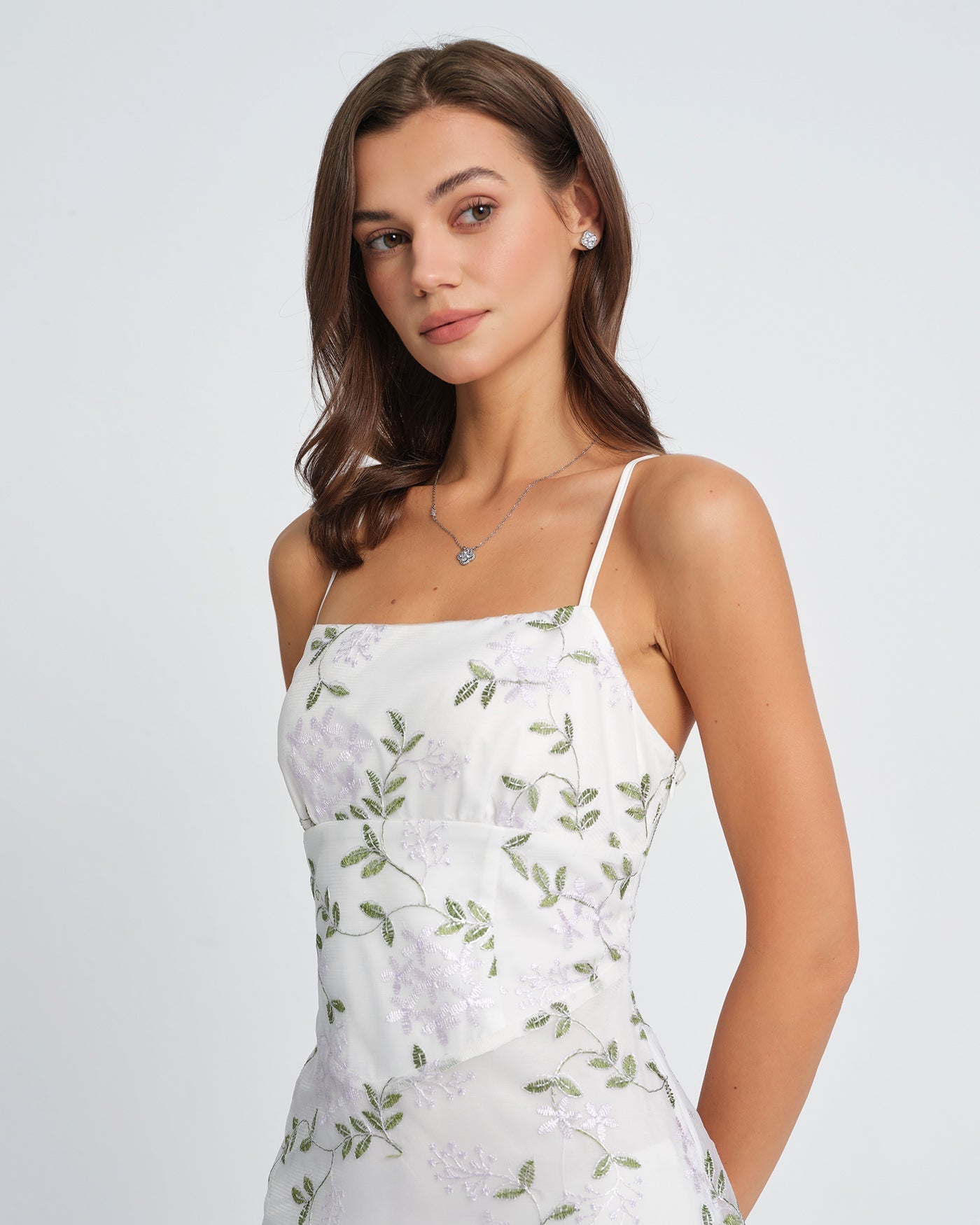 Vestido Maxi Slip Floral — Blanco