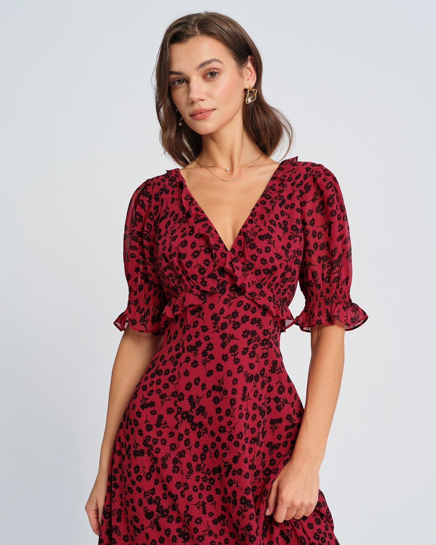 Vestido Maxi Floral — Rojo