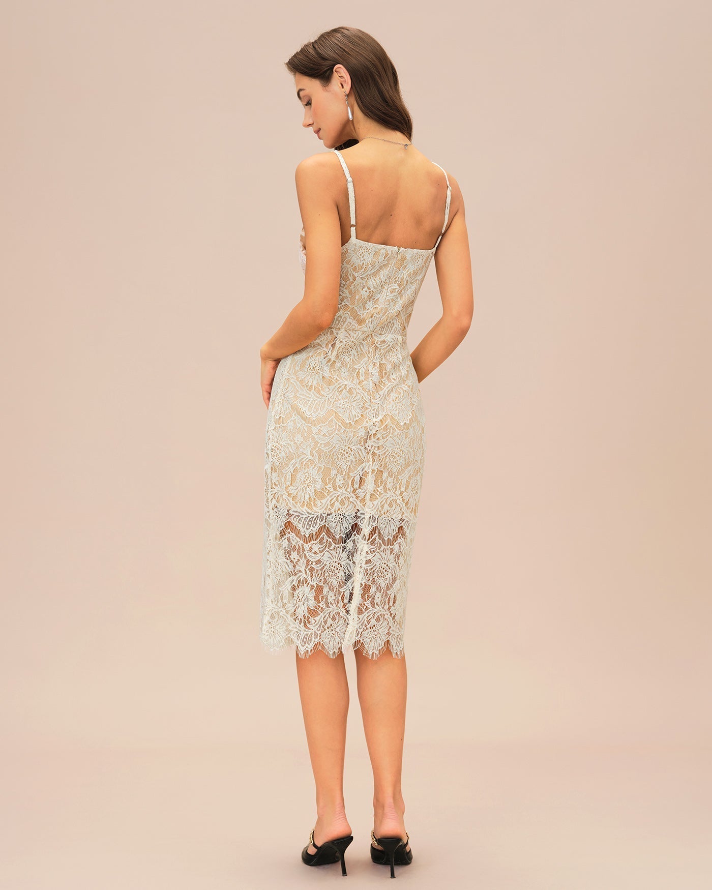 Vestido Midi Floral Texturizado — Blanco Roto