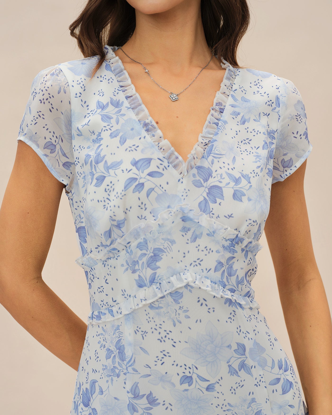 Vestido Midi Floral — Azul