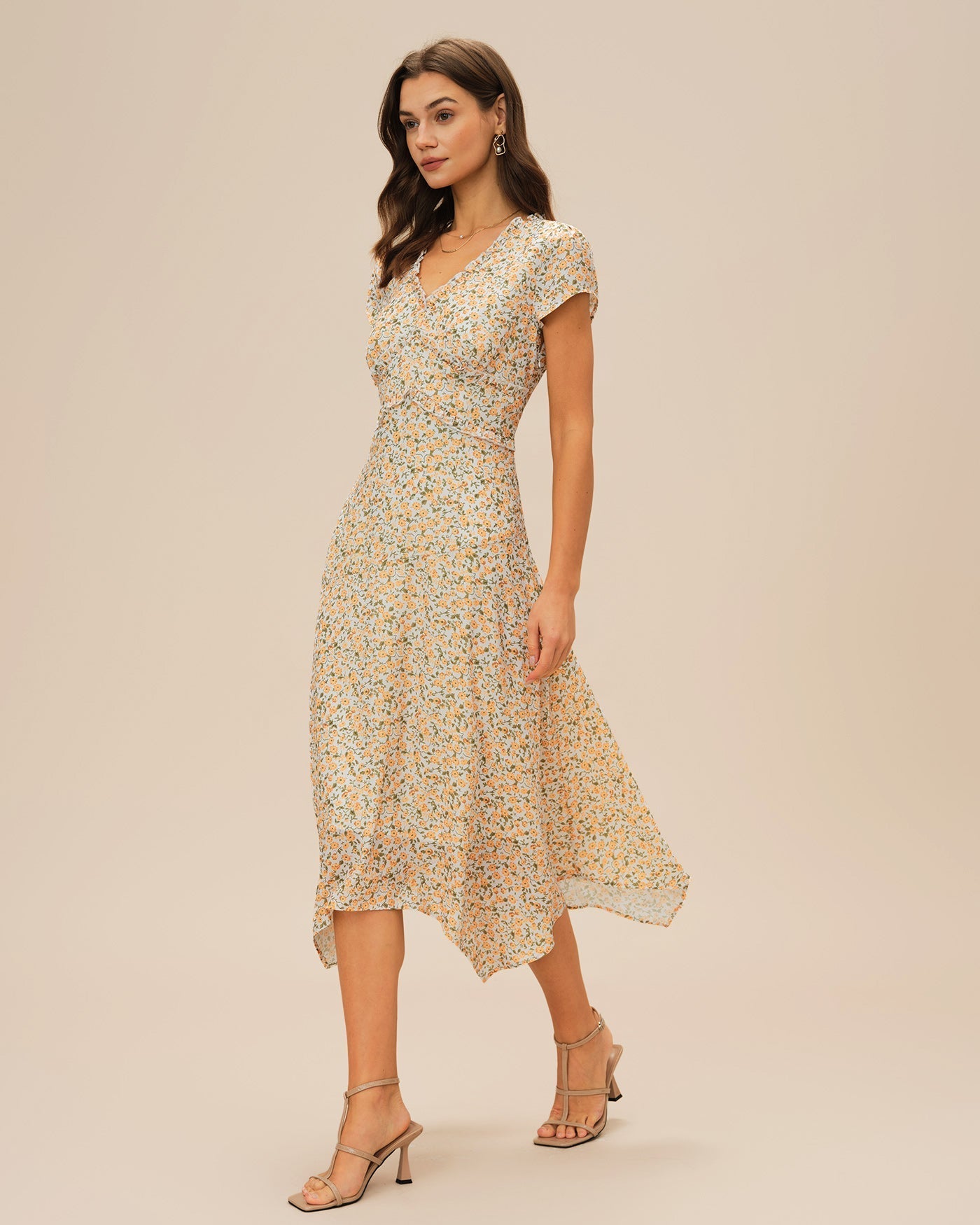 Vestido Midi Floral — Amarillo