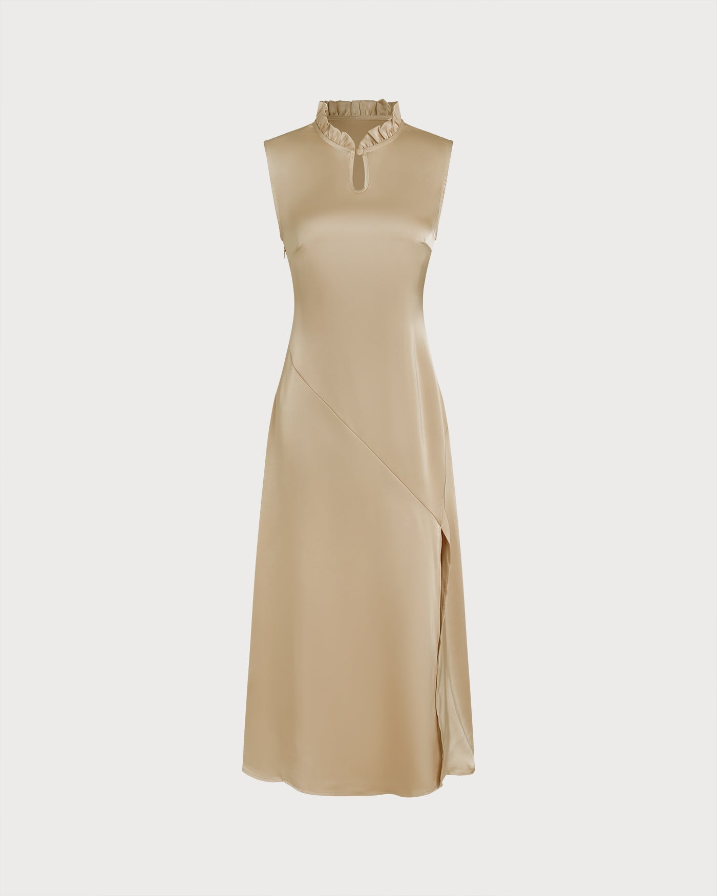 Vestido Midi con Volantes — Albaricoque
