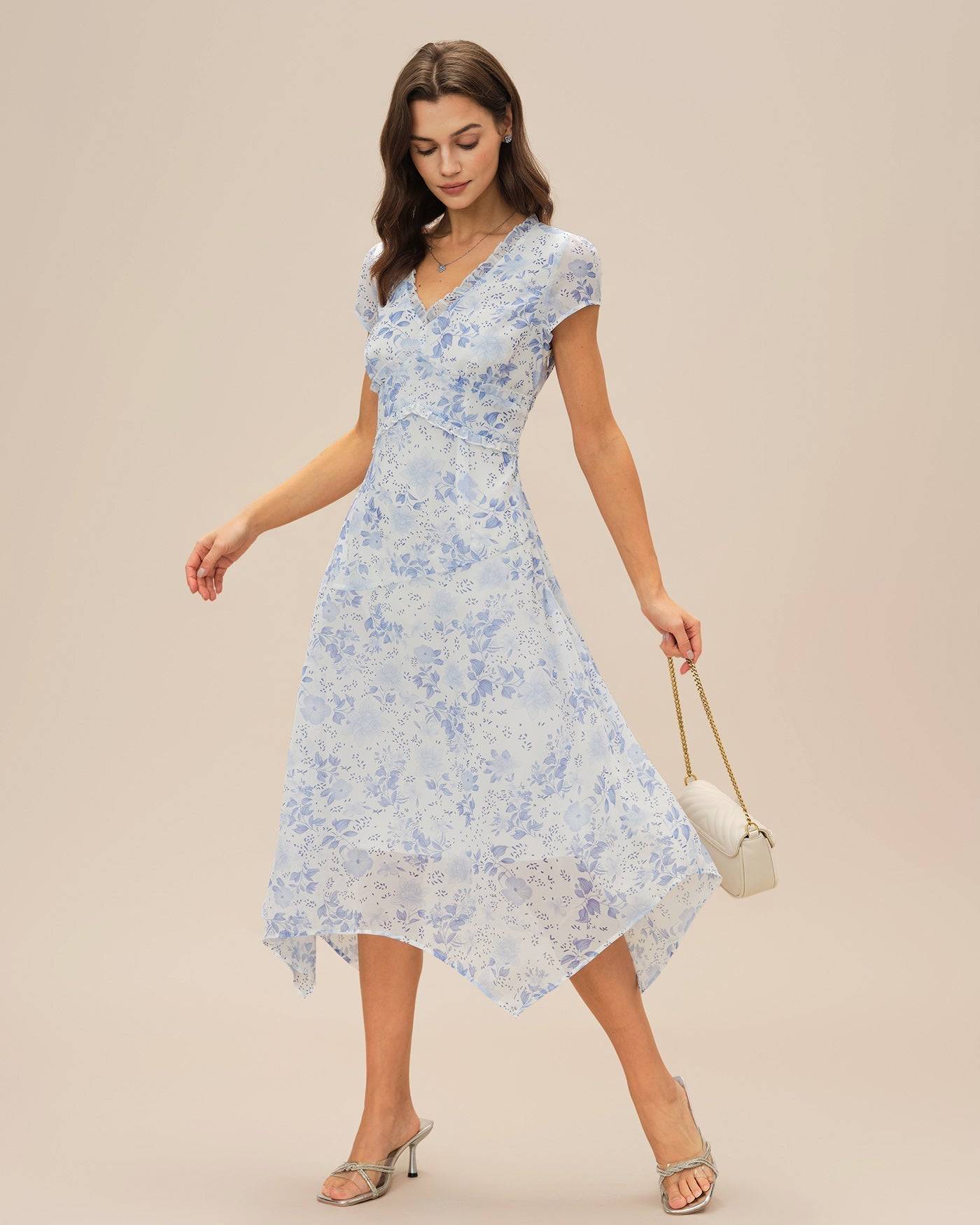 Vestido Midi Floral — Azul