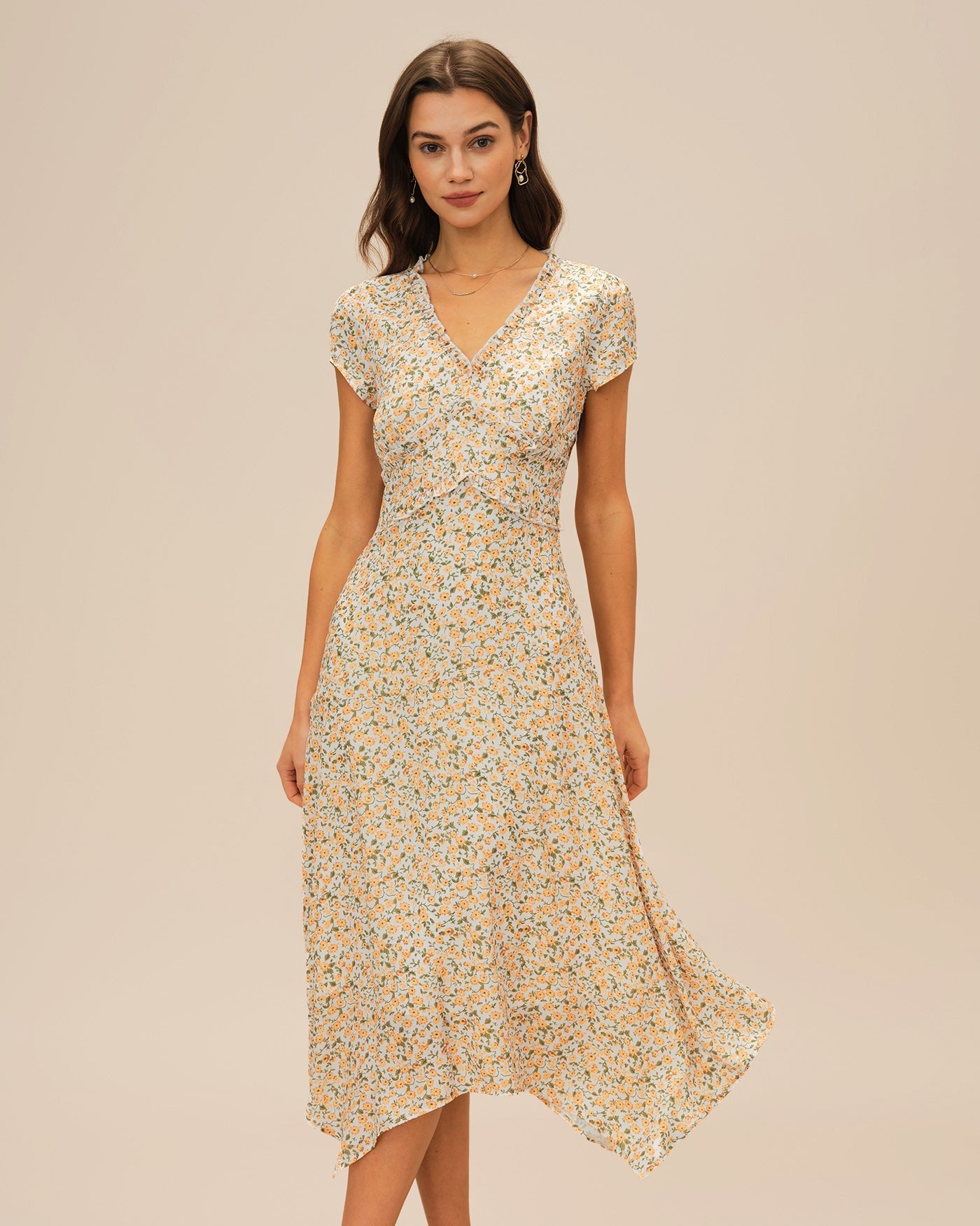 Vestido Midi Floral — Amarillo