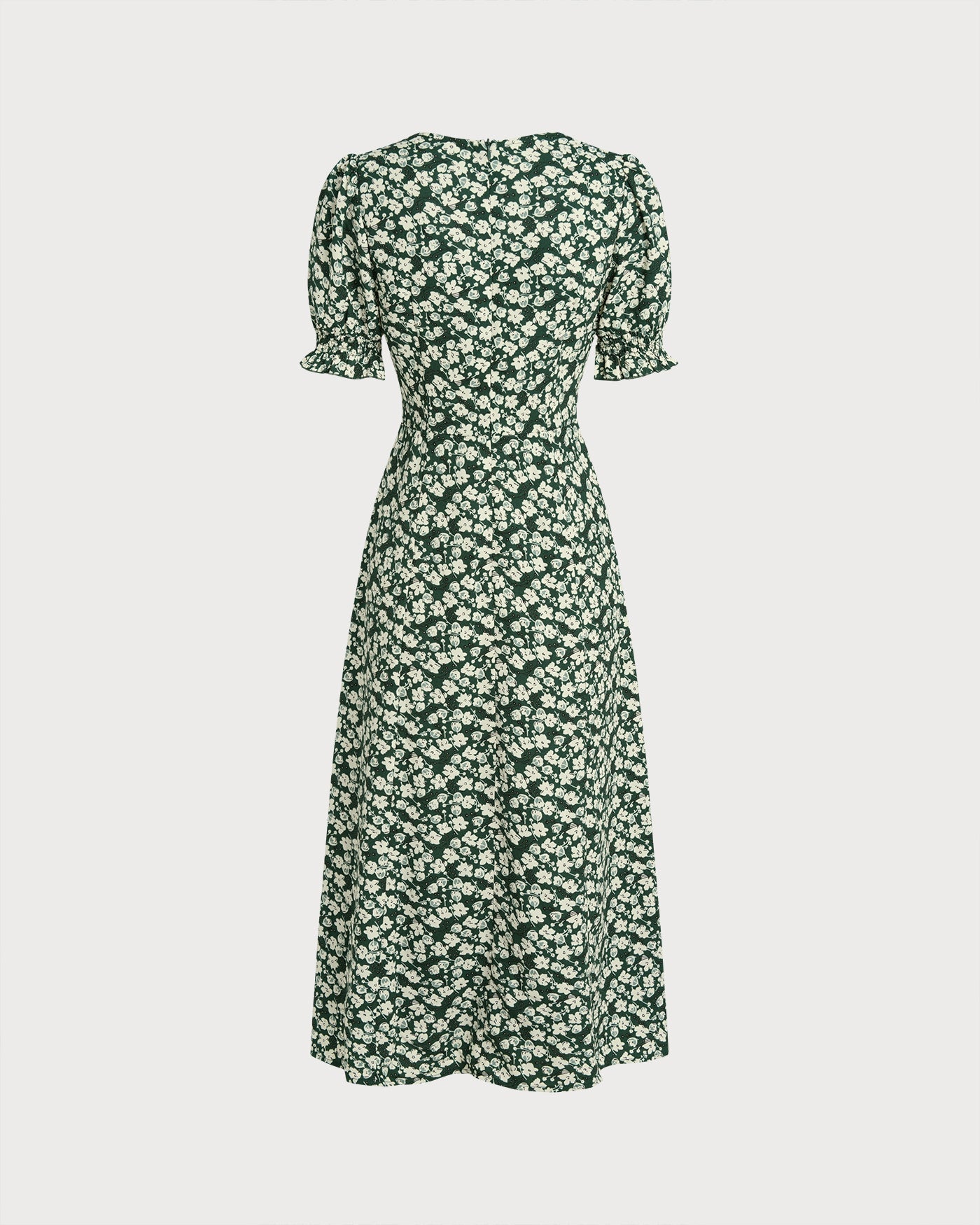 Vestido Midi Floral Escote en V — Verde