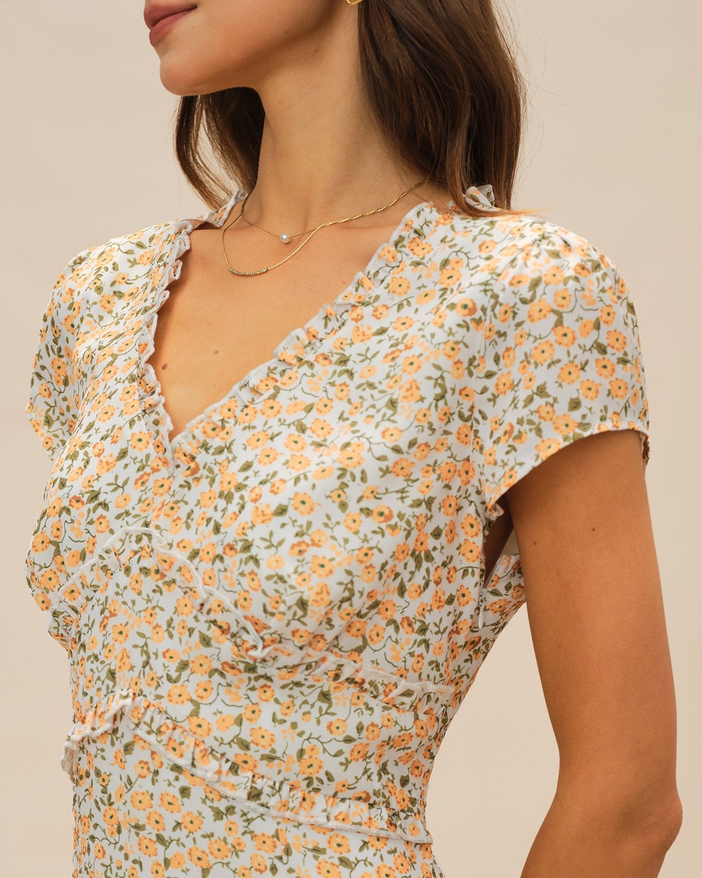 Vestido Midi Floral — Amarillo