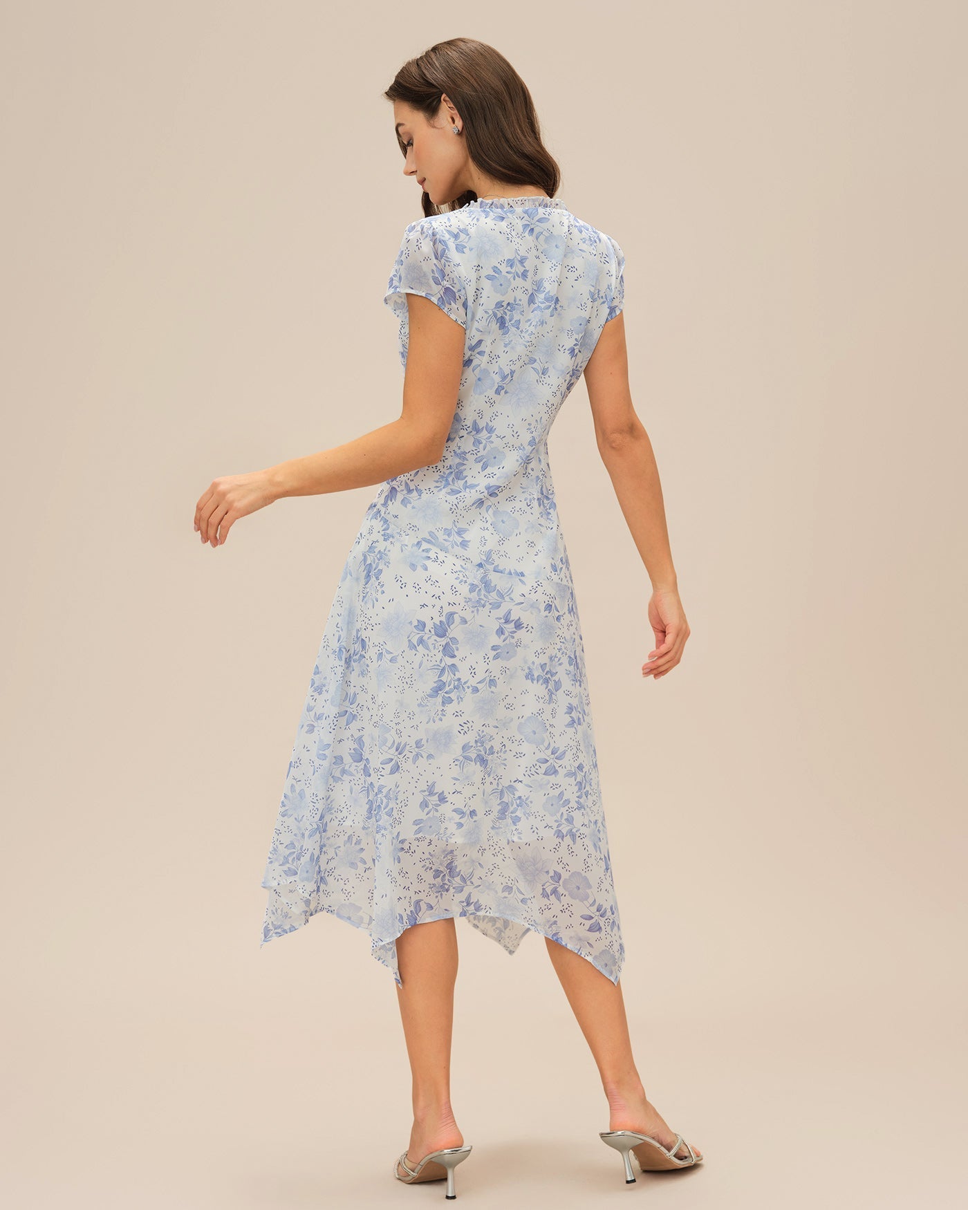 Vestido Midi Floral — Azul