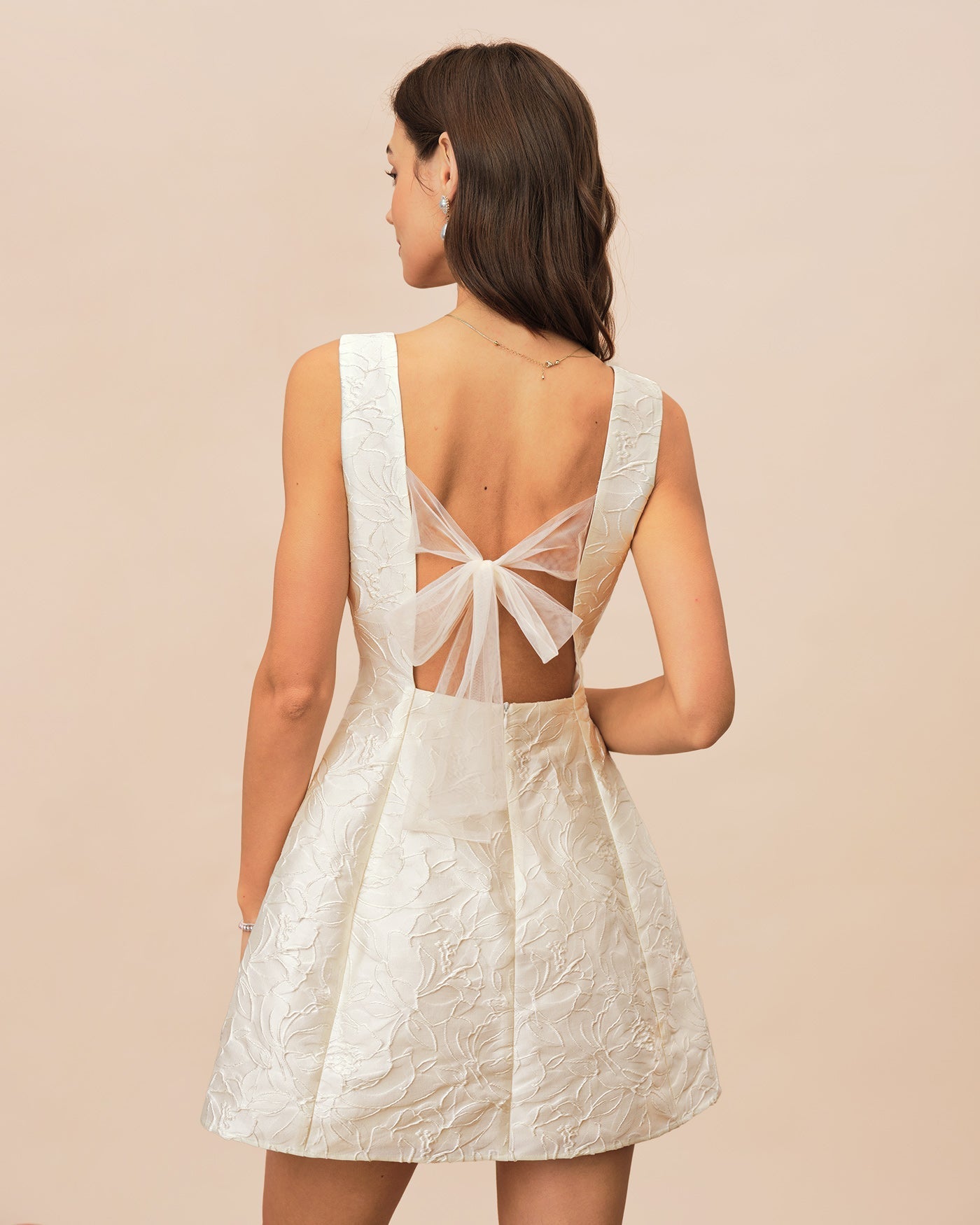 Vestido Mini Jacquard — Blanco