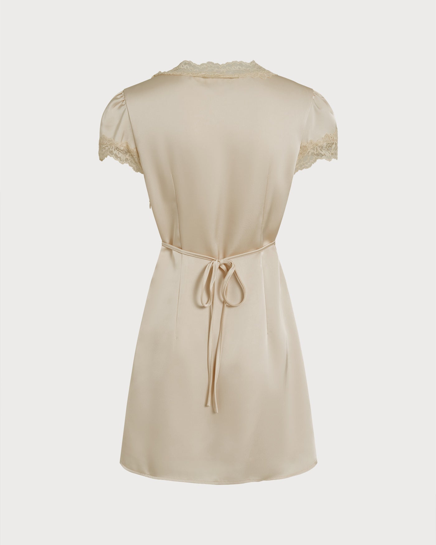 Vestido Mini de Encaje Escote Cuadrado — Albaricoque