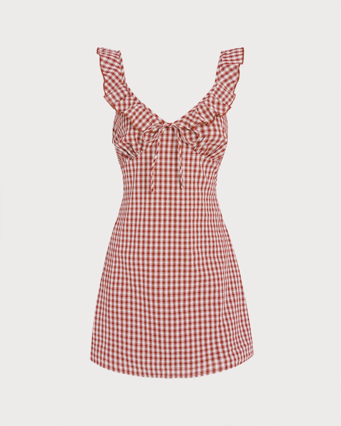 Vestido Mini Slip de Cuadros — Rojo