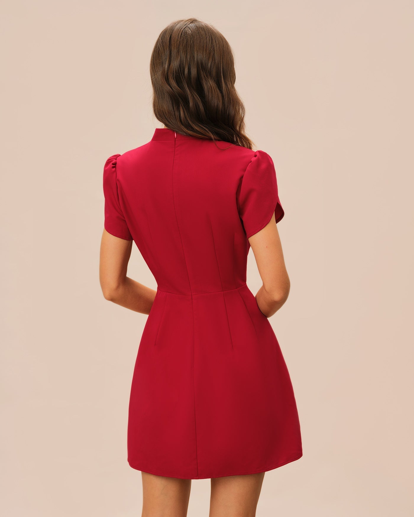 Vestido Mini Manga Pétalo — Rojo