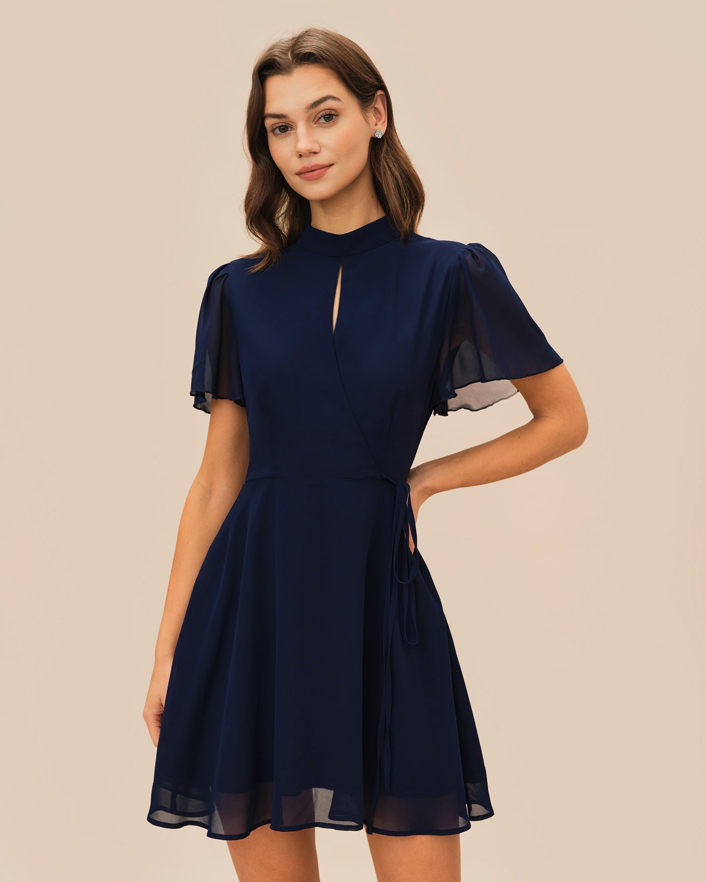 Vestido Mini Manga Mariposa — Azul