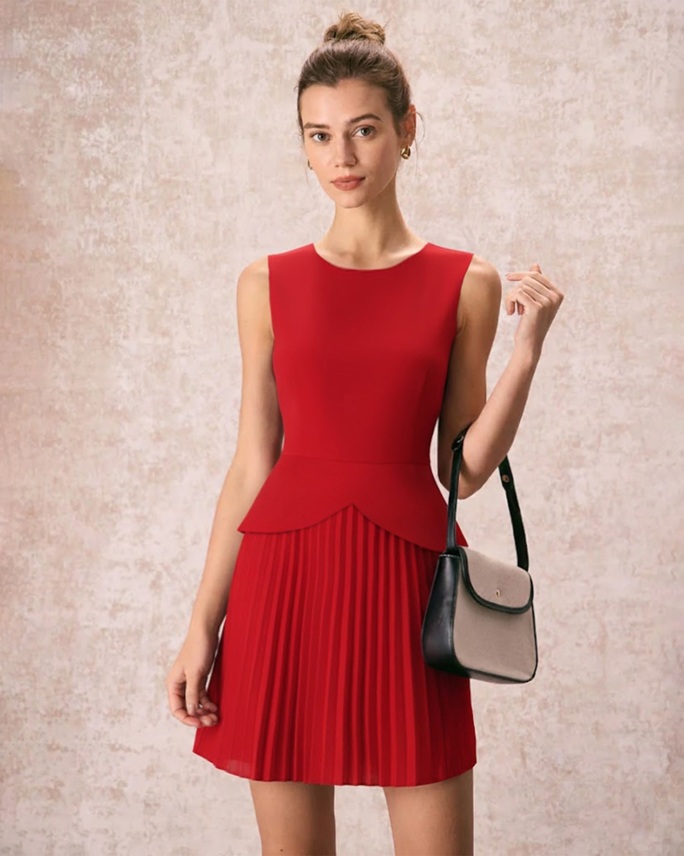 Vestido Mini Fruncido — Rojo