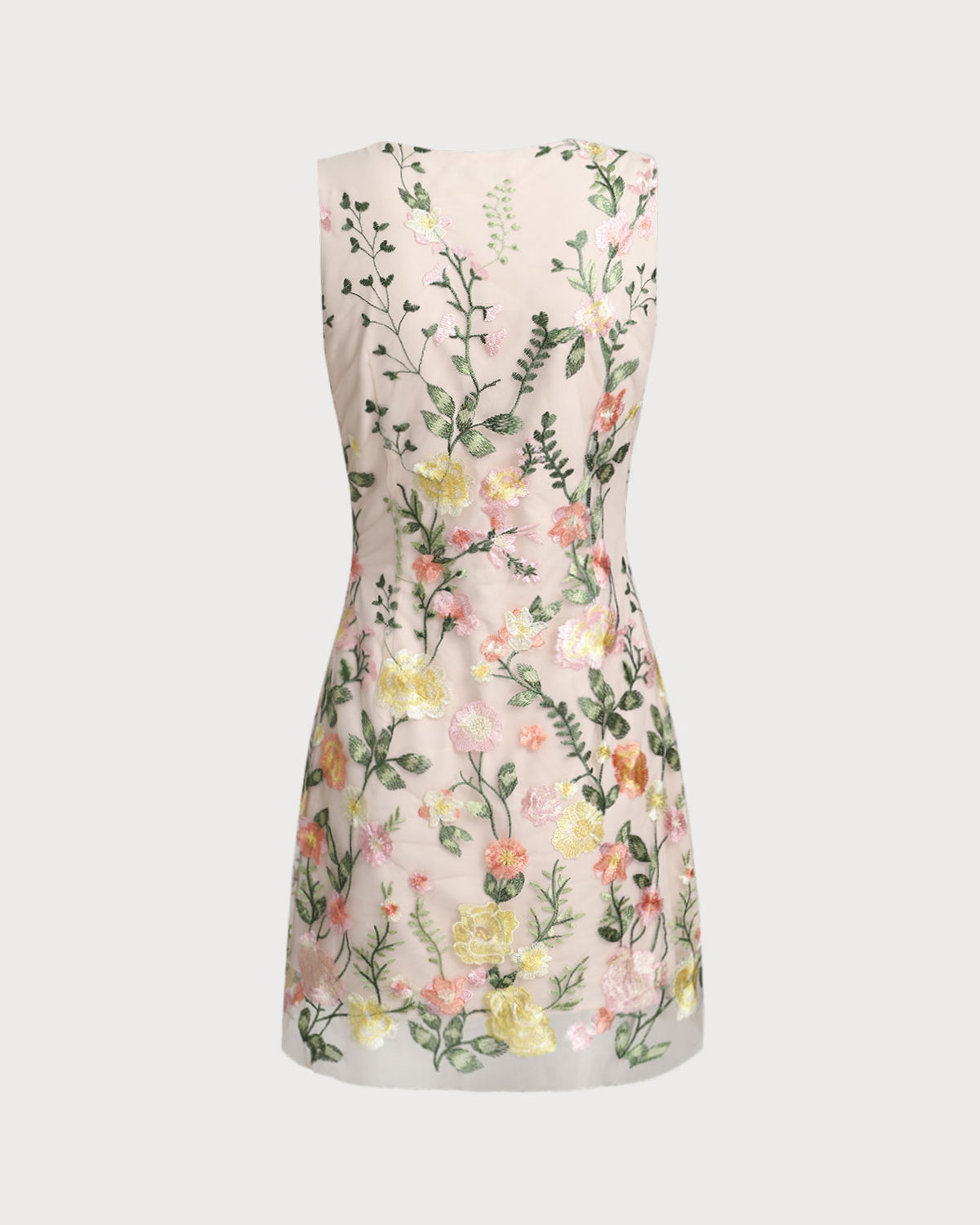 Vestido Mini Floral Sin Mangas — Amarillo