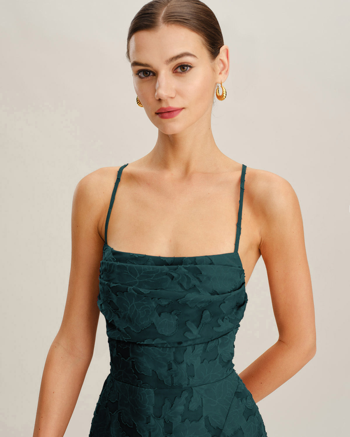Vestido Mini Slip Jacquard — Verde