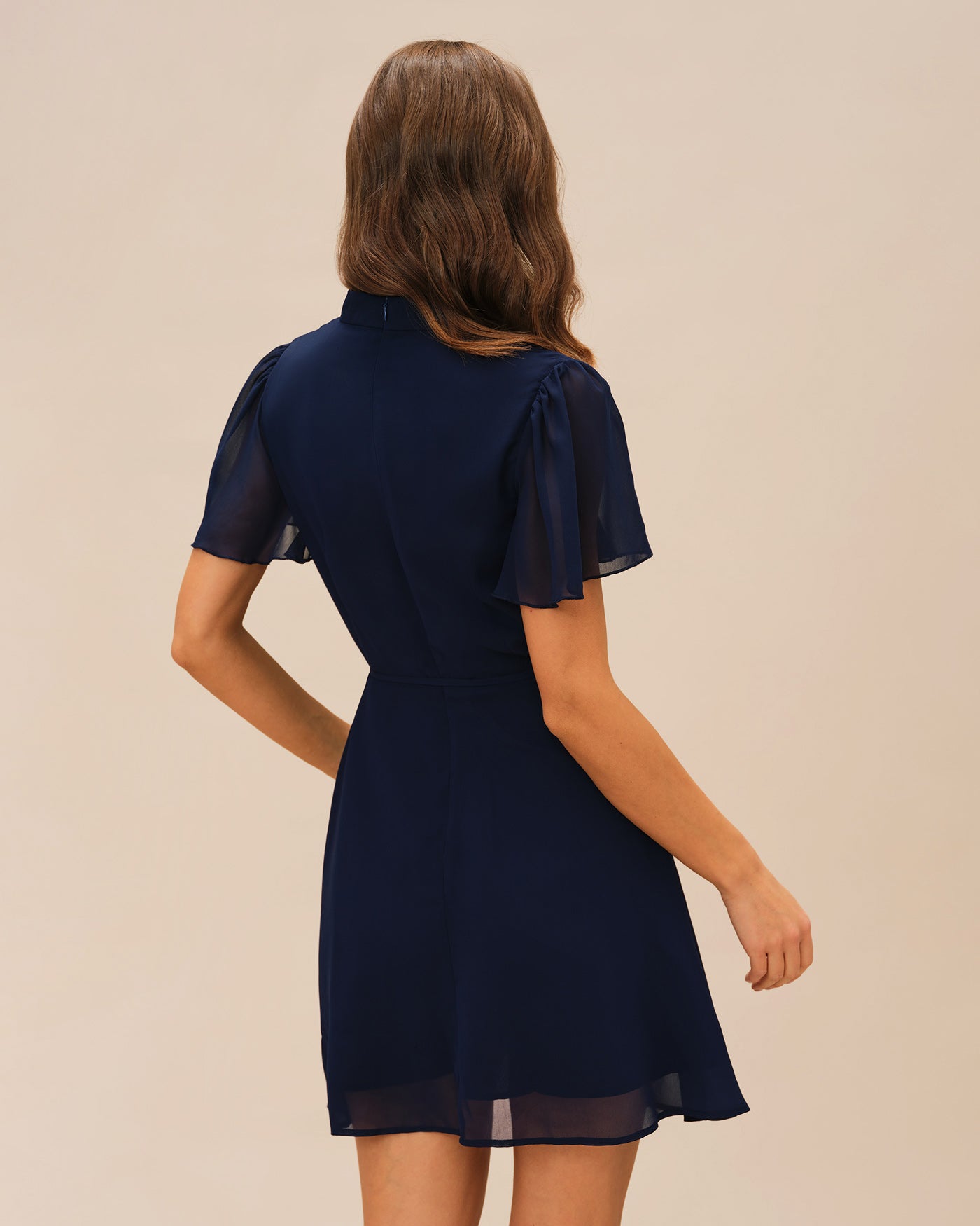 Vestido Mini Manga Mariposa — Azul