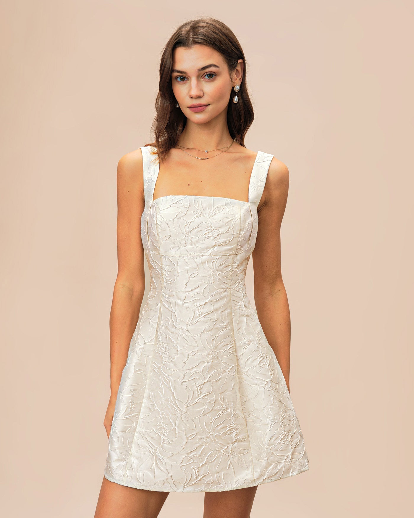 Vestido Mini Jacquard — Blanco