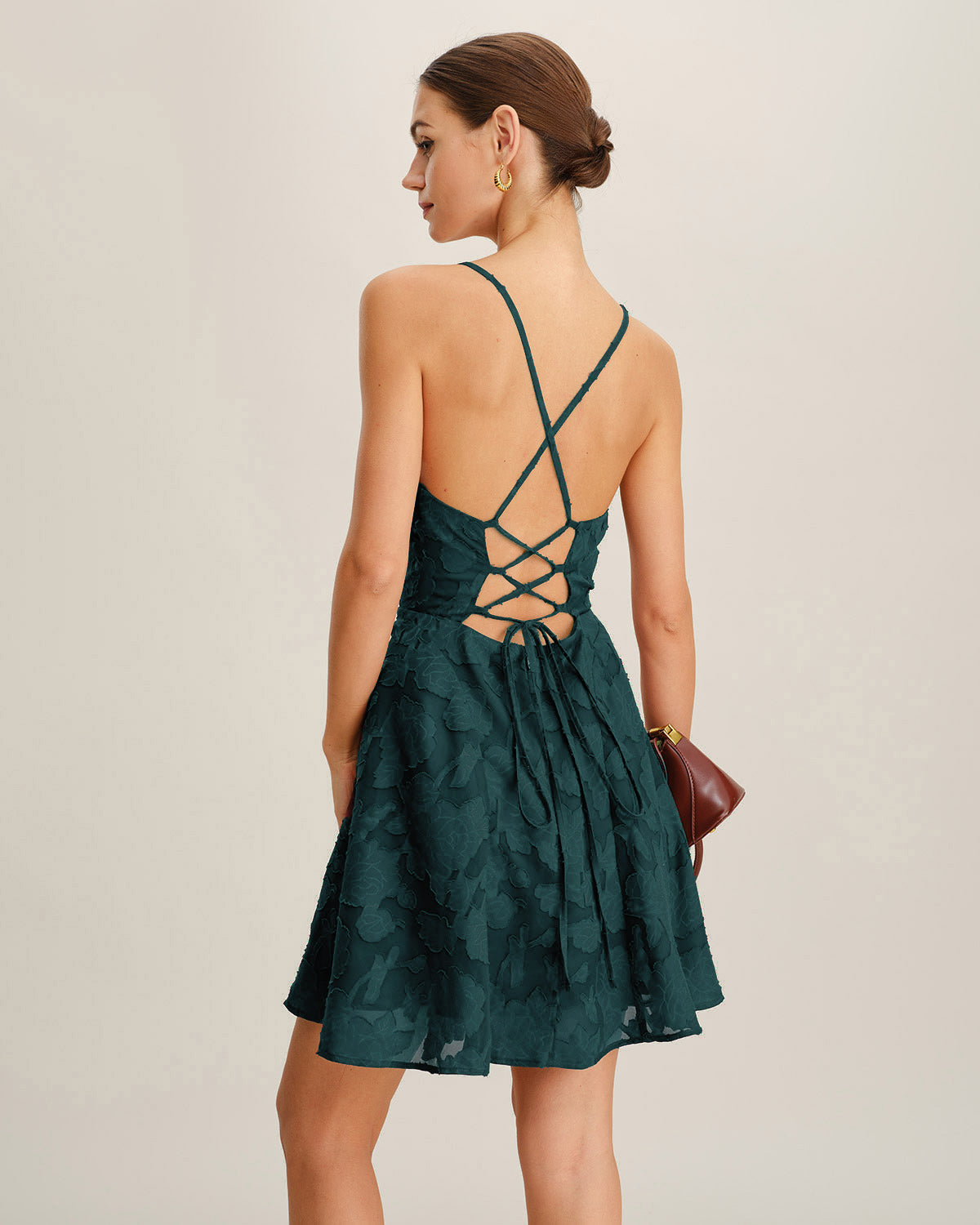 Vestido Mini Slip Jacquard — Verde