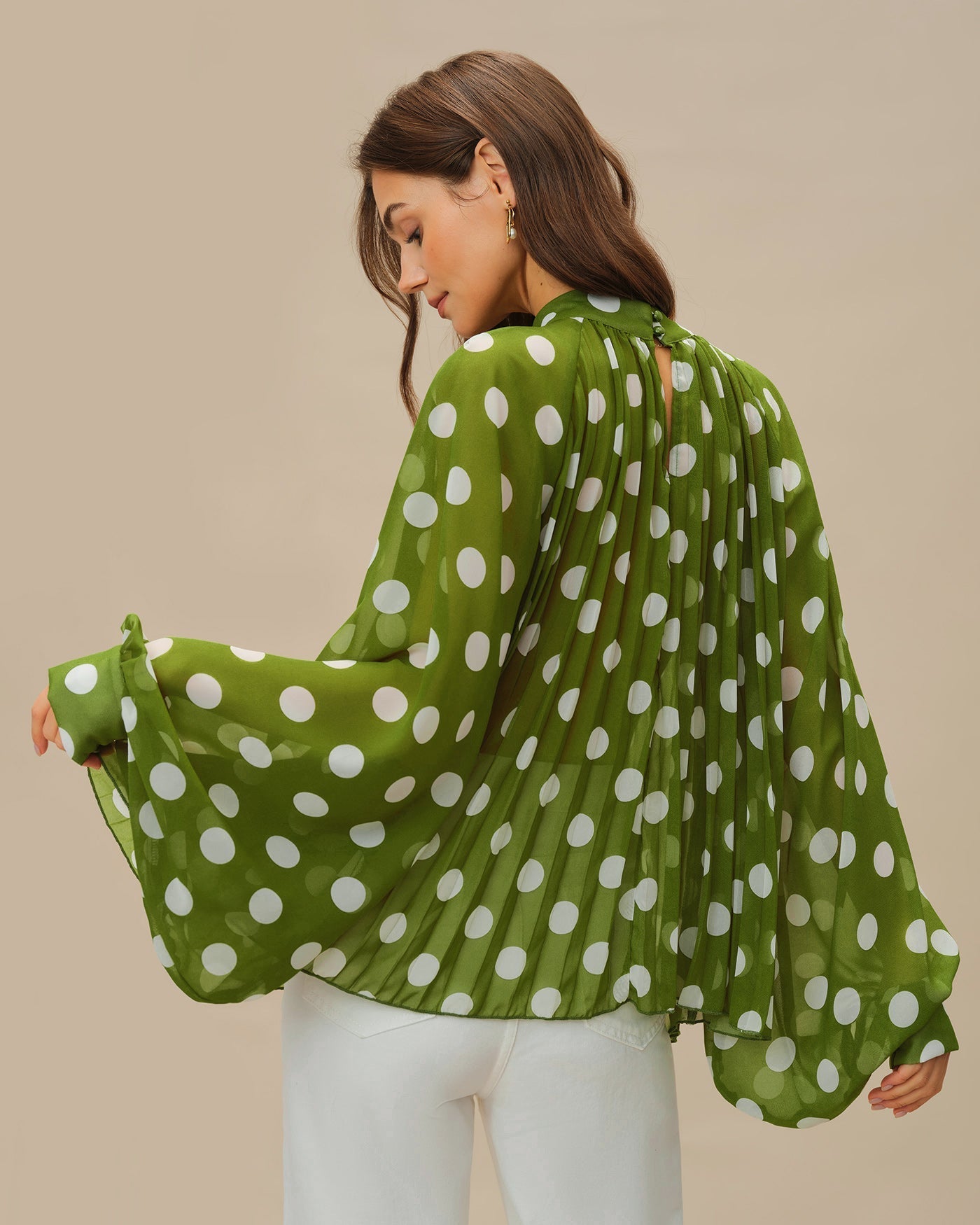 Camisa de Lunares Manga Farol — Verde