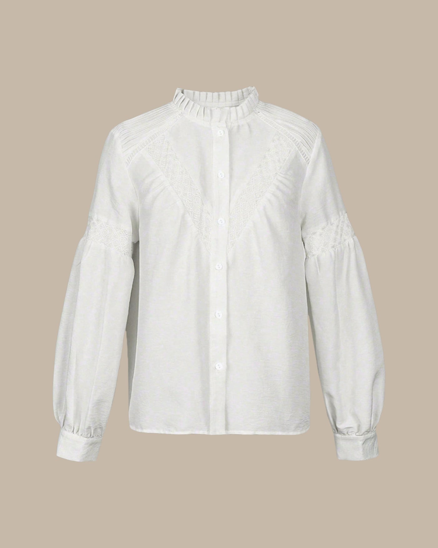 Camisa Abotonada con Volantes — Blanco