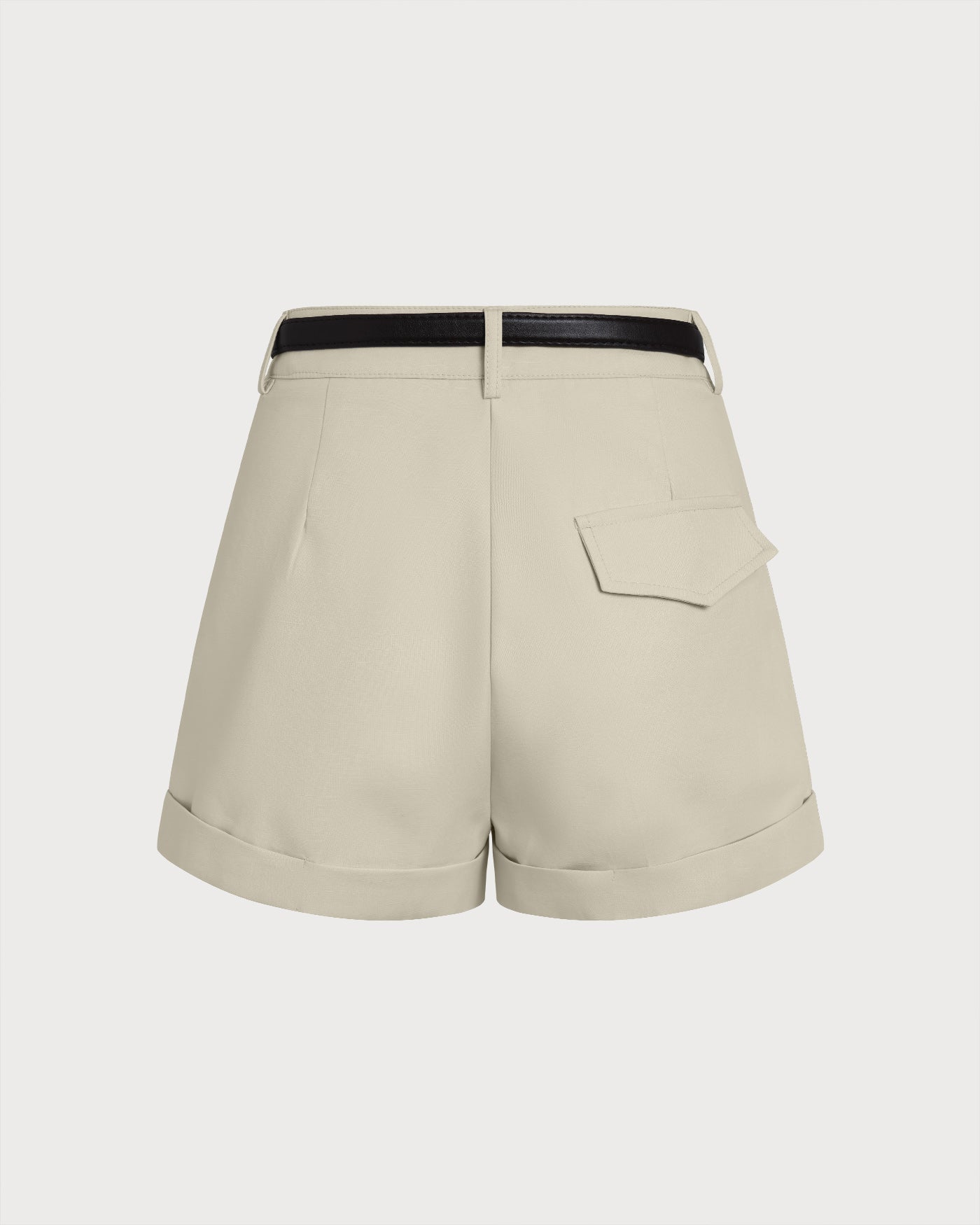 Shorts con Cinturón y Cremallera — Gris