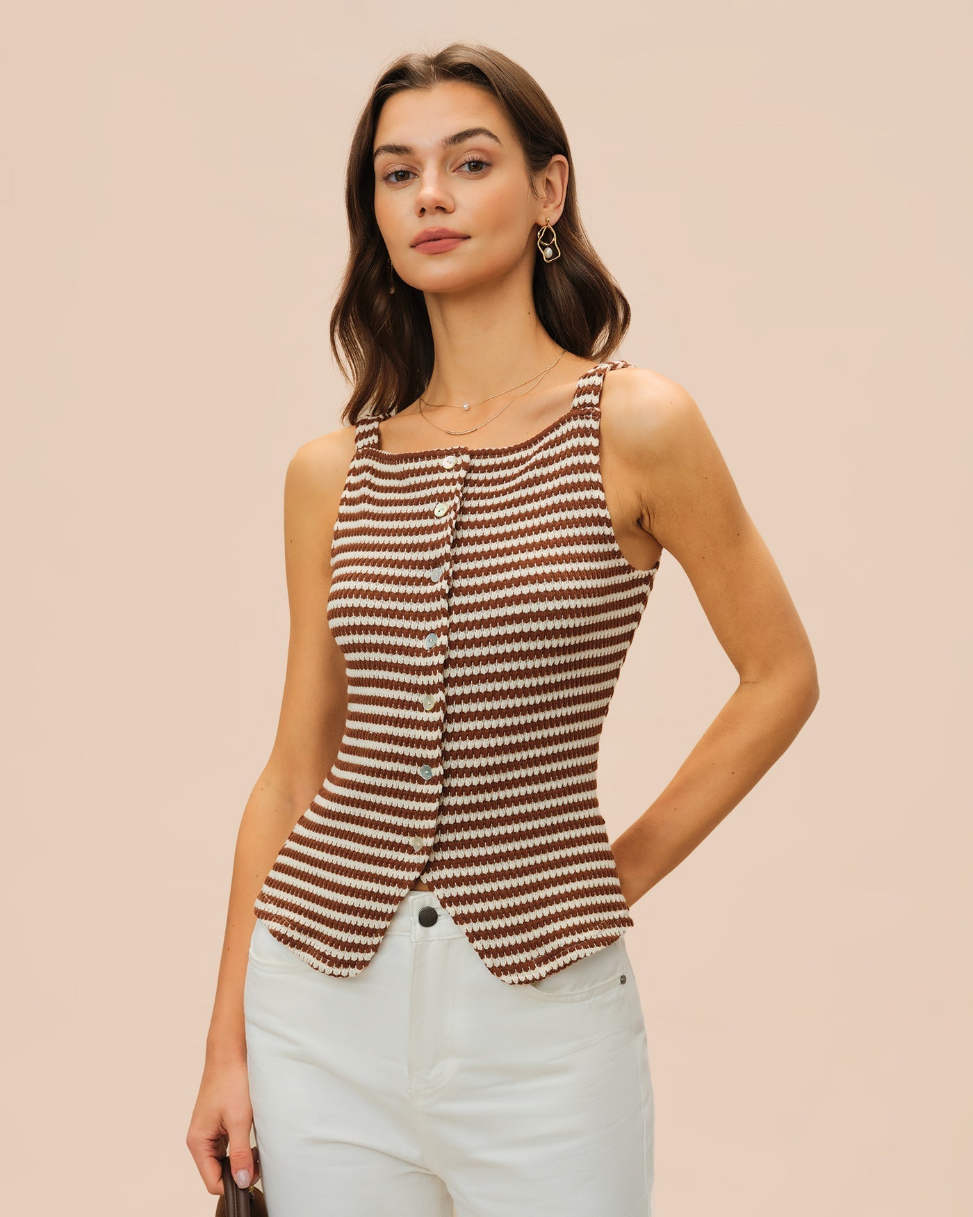 Top de Tirantes Escote Cuadrado — Marrón