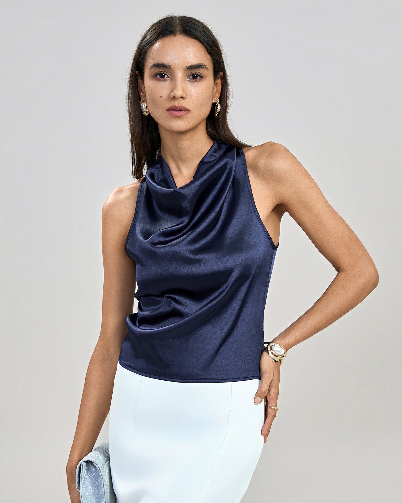 Top Halter con Lazada — Azul