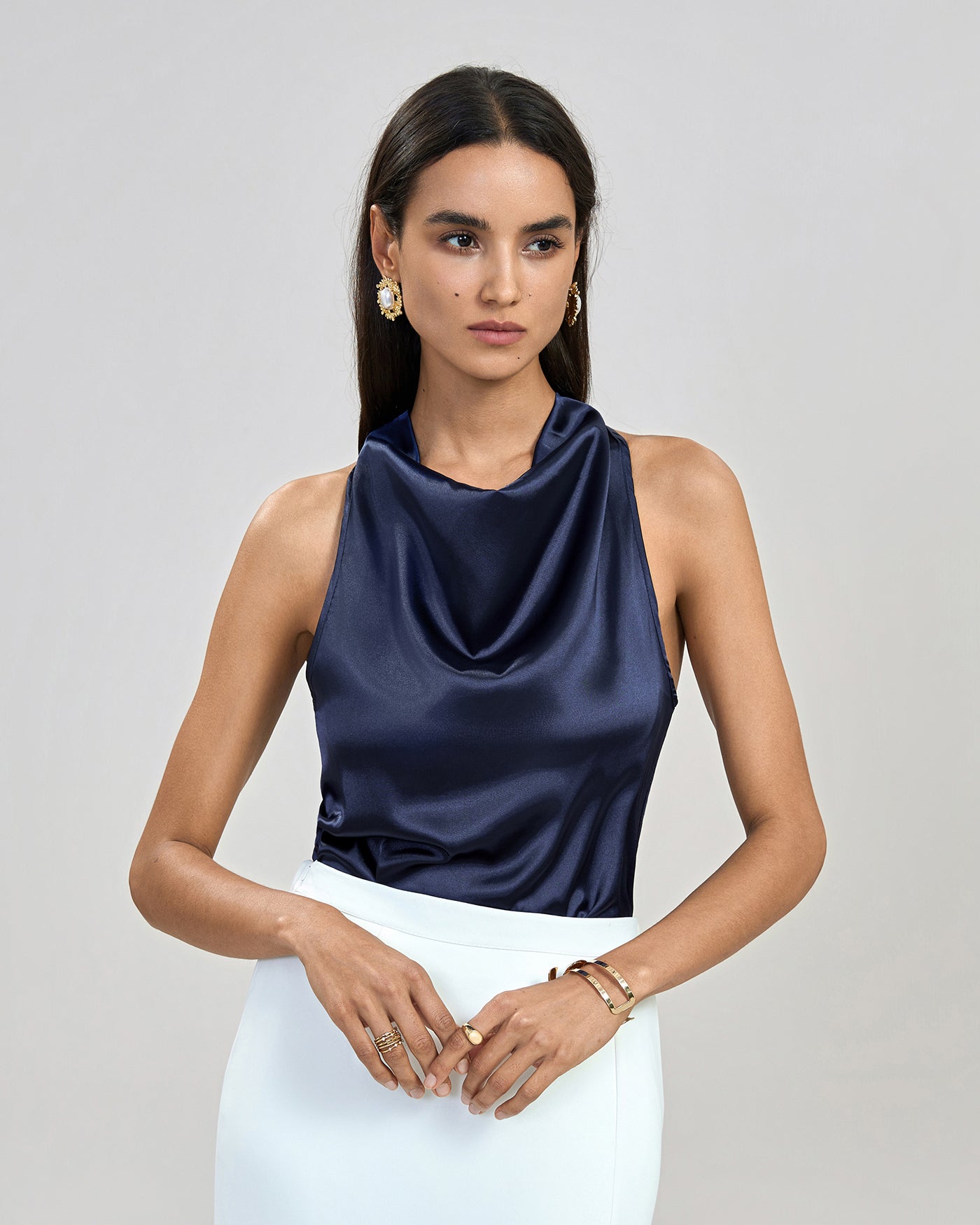 Top Halter con Lazada — Azul