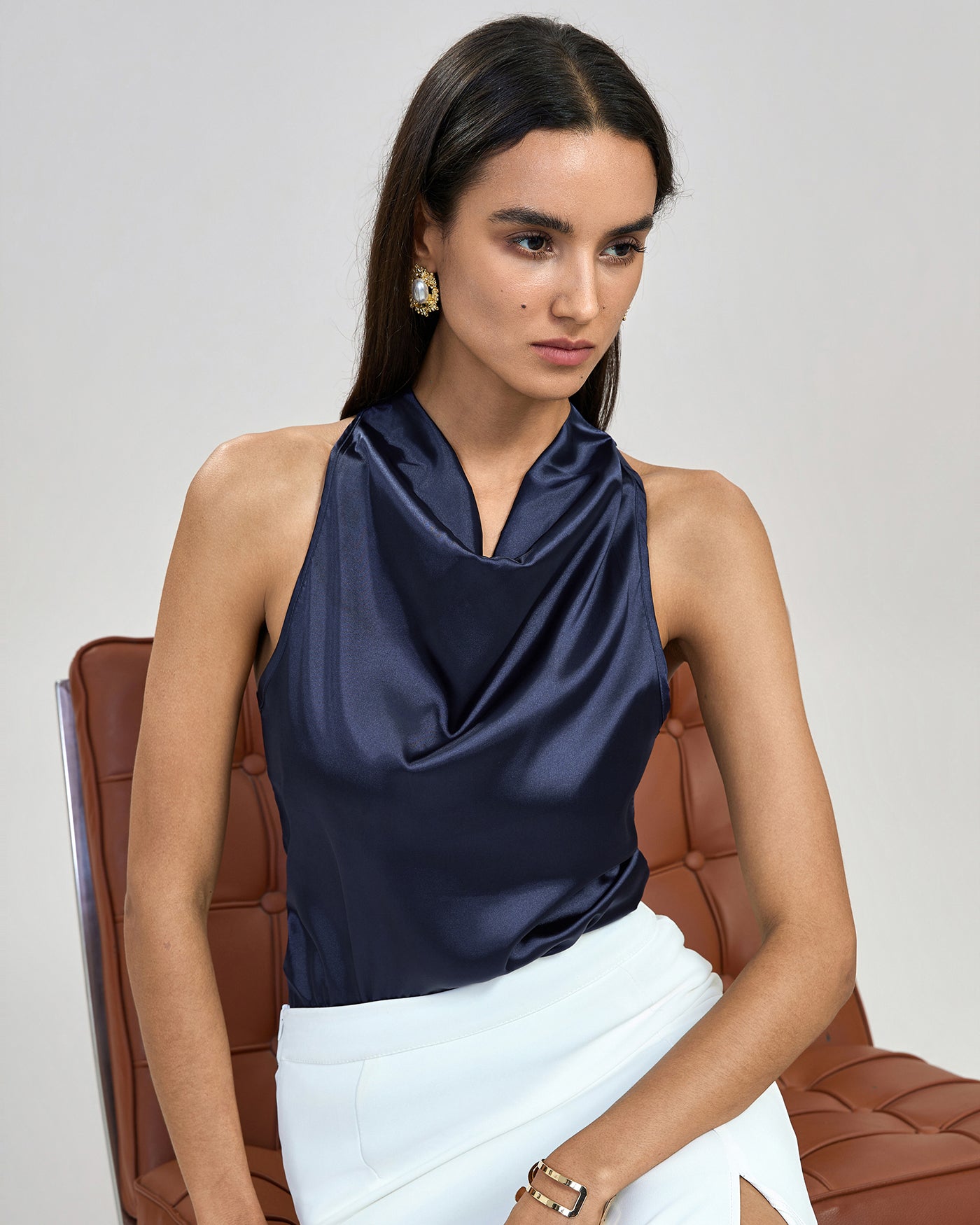 Top Halter con Lazada — Azul