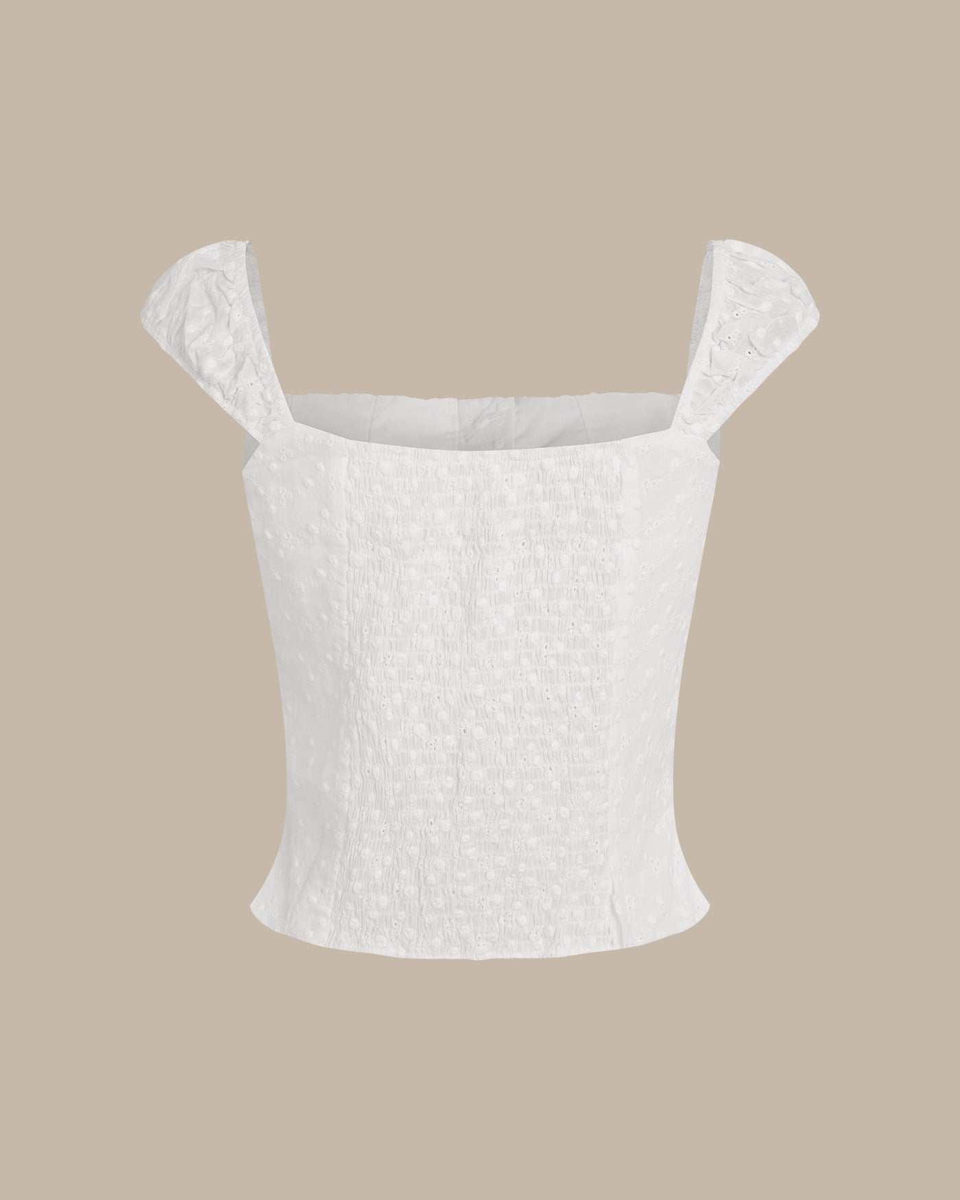 Top de Tirantes Floral Fruncido — Blanco