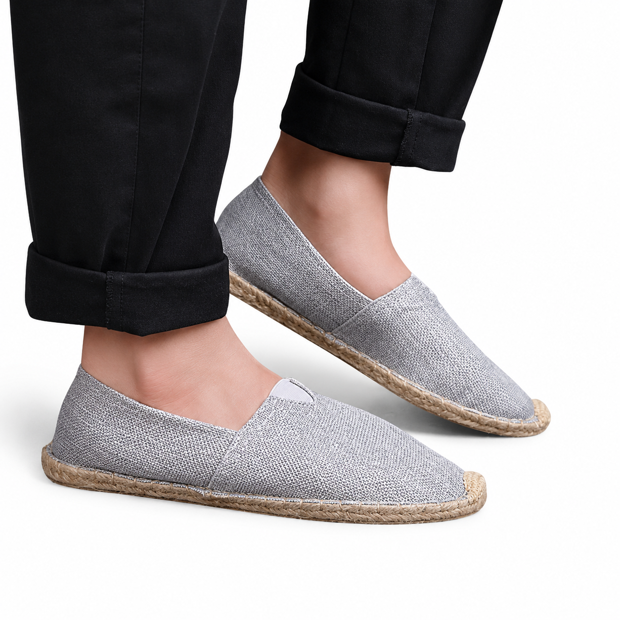 Zapatos de Mujer Estilo Alpargata sin Cierre con Borde Trenzado en la Suela